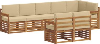 vidaXL Conjunto De Sof&aacute;s De Exterior 8 Uds. Natural Y Beige Poli&eacute;ster Vidaxl