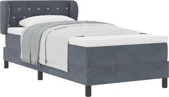 vidaXL Box Spring Bed with Mattress Dark Grey 80x200 cm Velvet Vidaxl