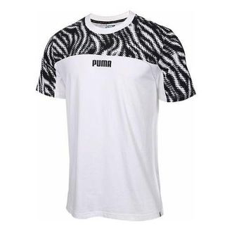 Puma Pattern Breathable Colorblock Short Sleeve Black 579508-02