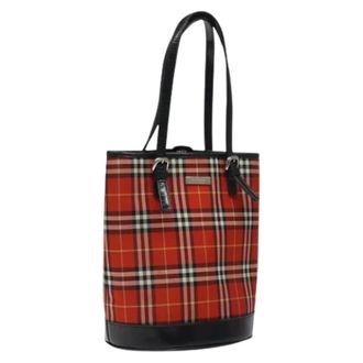 Burberry Pre-owned Bucket Bags, female, Red, Size: ONE SIZE Pre-owned Canvas Bucket Bag