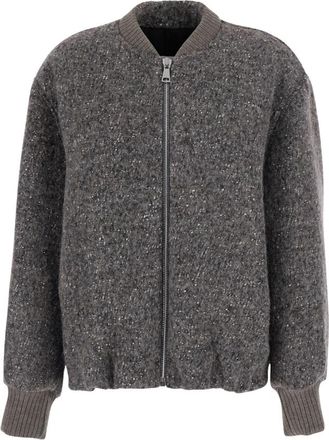 Tela V-hals Top met Lange Mouwen in Tech Fabric - Dames - Bomber jackets - Grijs - M - Jassen