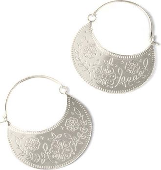 Matr Boomie Haveli Etched Hoop Earring in Silver at Nordstrom