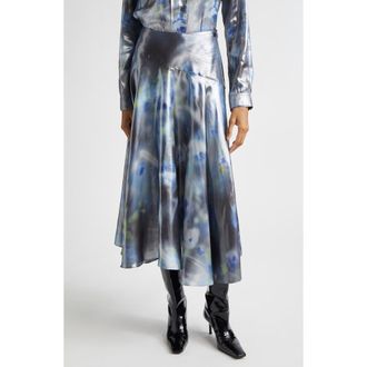 Diesel O-Zulie-S2 Foiled Georgette Midi Skirt in Black at Nordstrom, Size 10 Us