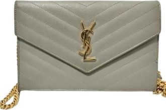 Saint Laurent Pre-owned Chain Shoulder Wallet - Dames - Vintage Schoudertas - Grijs - ONE Size - Leer - Vintage
