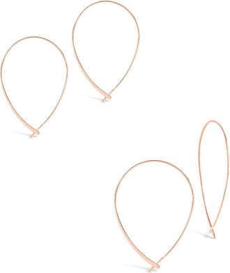 Sterling Forever Delicate Threader Hoop Earrings Set of 2
