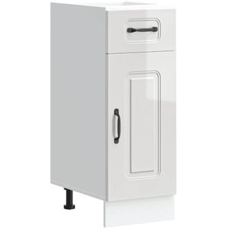 vidaXL Kitchen Base Cabinet Kalmar High Gloss White Engineered Wood vidaXL