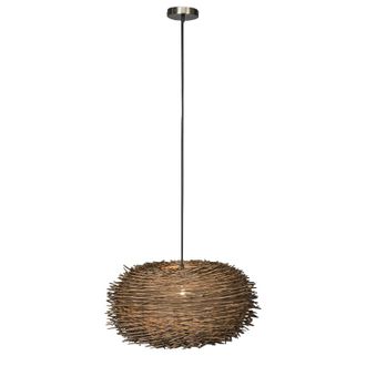 QAZQA Moderno L&aacute;mpara Colgante R&uacute;stica De Rat&aacute;n Marr&oacute;n - Hatch 45 Esfera Adecuado Para Led Max. 1 X 60 Watt - Qazqa