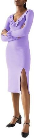 L.k. Bennett Grace Long Sleeve Rib Knit Dress in Violet at Nordstrom Rack, Size X-Small
