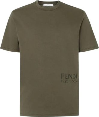 Fendi Tops, Heren, Groen, XL, T-shirt Stencil