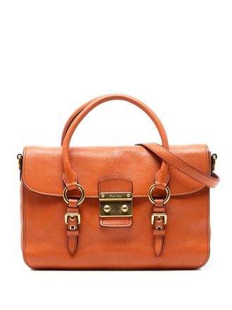 Miu Miu 2010-2025 Goatskin Madras Flap satchel - Arancione
