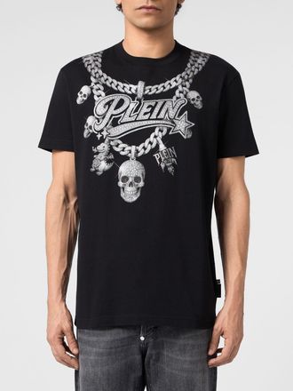 Philipp Plein T-shirt slim fit in cotone con stampa Skull a contrasto