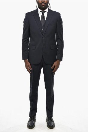 Nino Danieli Virgin Wool Notch Lapel 3 Piece Waistcoat Suit size 50