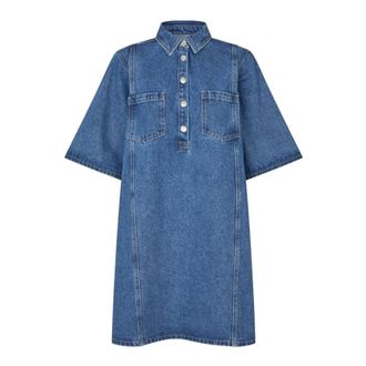 Lollys Laundry Kleedjes, Dames, Blauw, XL, Overhemdjurken