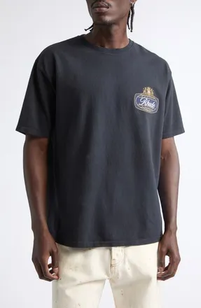 Rhude Safari Crest Cotton Graphic T-Shirt in Vintage Black/blue/red at Nordstrom, Size Xx-Large