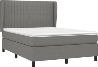 vidaXL Cama Box Spring Con Colch&oacute;n Tela Gris Oscuro 140x200 Cm Vidaxl