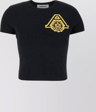 AMBUSH cropped ribbed cotton t-shirt with short sleeves