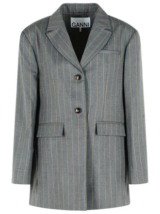 Ganni Grauer Ganni-Blazer aus Wollmischung