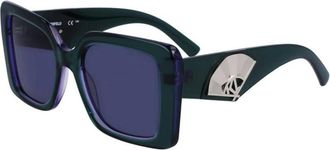 Karl Lagerfeld Oversized Vierkante Vlinder Zonnebril - Dames - Zonnebrillen - Blauw - 52 MM - Accessoires