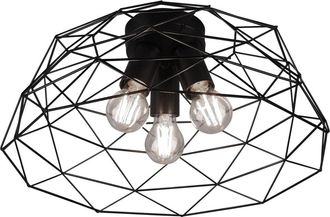 Reality L&aacute;mpara De Techo De Dise&ntilde;o Vintage Iluminaci&oacute;n De Sal&oacute;n Comedor L&aacute;mpara De Jaula Retro Negro Reality R60713032