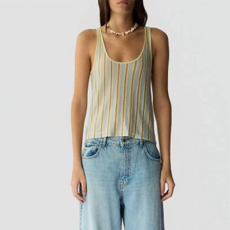 Guest In Residence Fine Stripe Tank Top In Limewash Combo