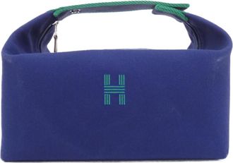 Herm&egrave;s Blue Canvas Pouch (Pre-Owned)