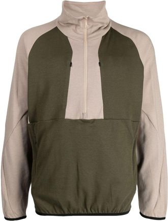 White Mountaineering two-tone high-neck sweater - men - Cotton/Spandex/Elastane - M - Brown