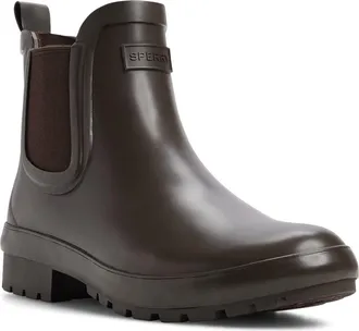 Sperry Top-Sider Drizzle Waterproof Chelsea Rain Boot in Dark Brown at Nordstrom, Size 6.5