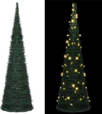 vidaXL Pop-up String Artificial Christmas Tree with LED Green 59.1, 321523