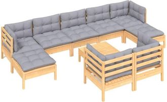 vidaXL Juego De Muebles De Jard&iacute;n 10 Pzas Y Cojines Madera Maciza Pino Vidaxl