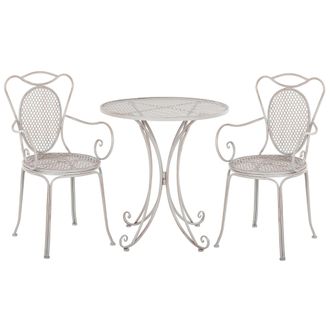 Beliani Conjunto De Balc&oacute;n Gris Con Mesa Y 2 Sillas Estilo Chic Franc&eacute;s Cilento