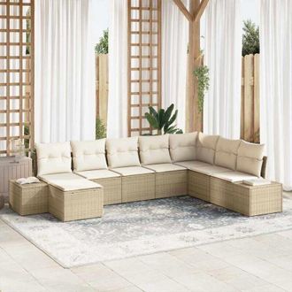 vidaXL Conjunto De Sof&aacute; De Jard&iacute;n Con Coj&iacute;n 8 Pcs Beige Y Crema Vidaxl