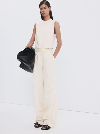 Mango Pantaloni da completo gessati bianco sporco - Donna - 38 - MANGO