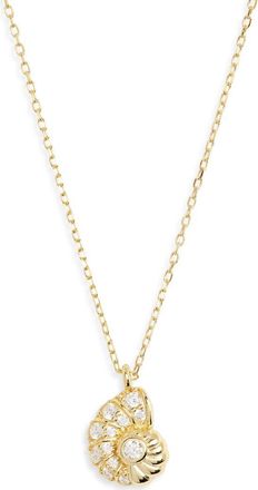 Argento Vivo CZ Seashell Pendant Necklace in Gold at Nordstrom Rack