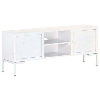 Berkfield Home TV Cabinet White 115x30x46 cm Solid Mango Wood | Size: 115 x 30 x 46 cm