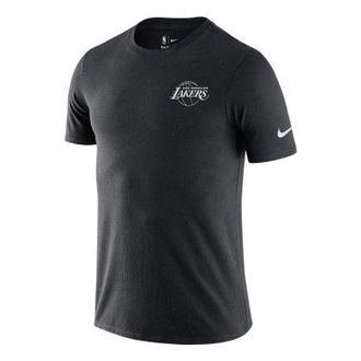 Nike Mens Nike Embroidered Logo Knit Round Neck Short Sleeve Lakers Black T-Shirt DD6729-010