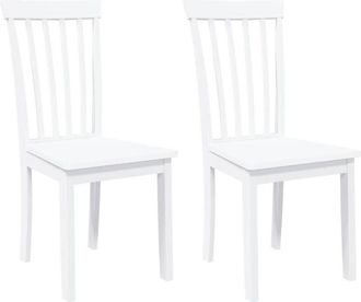 vidaXL Vidaxl - Sillas de comedor 2 unidades madera maciza de caucho blanco