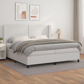 vidaXL Cama Box Spring Con Colch&oacute;n Cuero Sint&eacute;tico Blanco 200x200 Cm Vidaxl