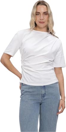 Second Female Ulina Drape Tee - Dames - T-shirts - Wit - M - Katoen - Tops