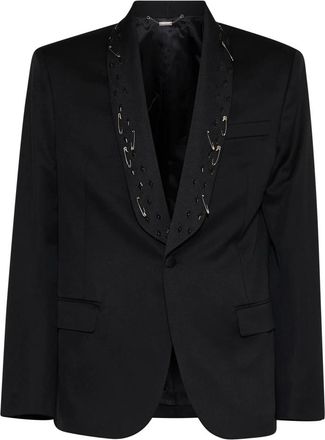 John Richmond Tailored Jacket met Versierde Revers - Heren - Blazers - Zwart - S - Leer - Jassen