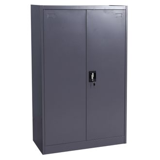 Hhg Hhg - Nunca Usado] Archivador 731, Armario De Acero Armario De Oficina Armario, 2 Puertas Con Cerradura Metal, 140x90x40cm Gris Oscuro
