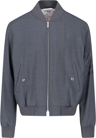 Thom Browne Wool Bomber Jacket With Iconic Stripe Details