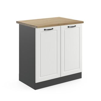 Vicco Armario Bajo Para Fregadero R-line, Blanco Casa De Campo, 80 Cm, Et Roble