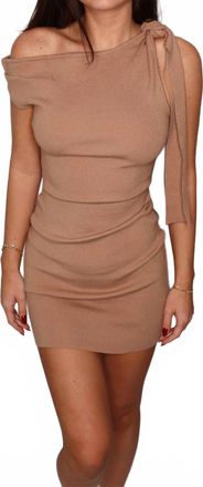 Le Lis Blanc Deux Asymmetrical One Shoulder Mini Dress In Beige