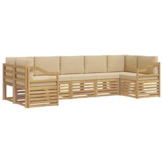 vidaXL Conjunto De Sof&aacute; Seccional 7 Pcs Y Beige 304 X 126,5 X 73 Cm Vidaxl
