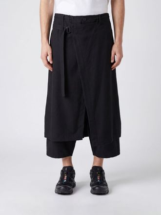 Yohji Yamamoto Pantaloni cropped a gamba larga in lana con design a portafoglio