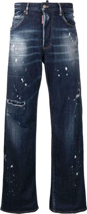 Dsquared2 distressed-effect straight-leg jeans - women - Cotton/Spandex/Elastane - 40 - Blue