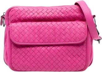 Bottega Veneta Pre-owned Woven Nappa Leather Crossbody Bag - Dames - Vintage Schoudertas - Roze - ONE Size - Leer - Vintage