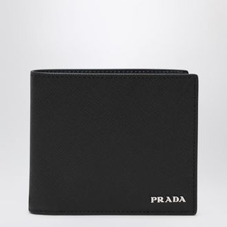 Prada Black/blue Saffiano wallet with logo