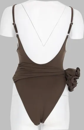 Magda Butrym Womens One-Piece Ruched Swimsuit Brown Polyamide Swim Shorts