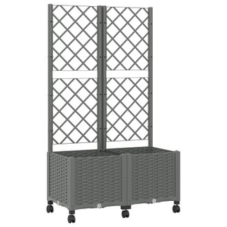 vidaXL Jardinera Con Enrejado Y Ruedas Gris Claro 80 X 40 X 146 Cm Pp Vidaxl